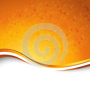 Bright orange swoosh wave particle background