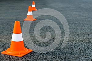 Bright orange traffic cones