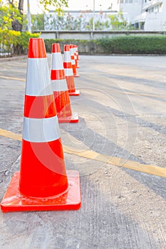 Bright orange traffic cones standing