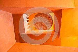 Bright Orange Walls and Ceiling in Staircase in El Gouna Egypt