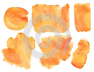 Bright orange watercolor spot isolated on a white background