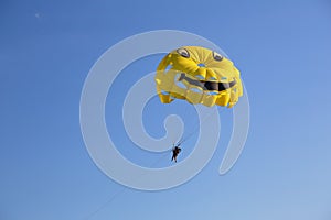 Bright parachute in the sky