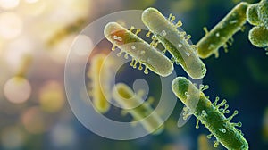 Bright pathogens on soft focus background