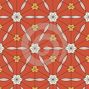 Bright pattern in style of the fifties red, orange and neon