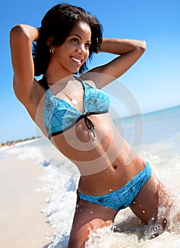 Bright photo of a beautiful caribbean woman