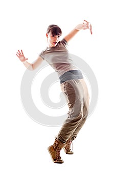 Bright photo of lively dancer photo