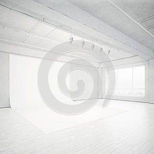 Bright photo studio interior