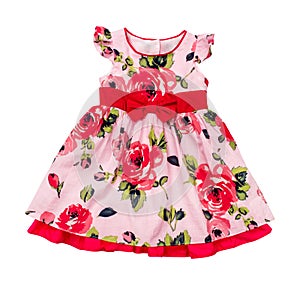 Bright pink baby dress in floral print