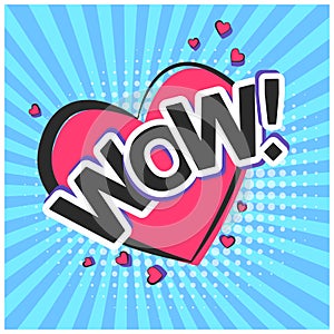 Bright pink comic speech bubble with WOW text