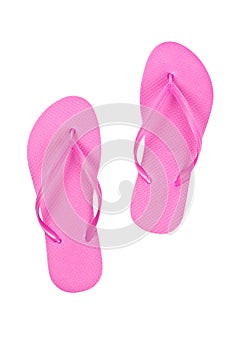 Bright Pink Flip Flops Isolated on White