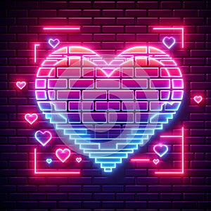 Bright pink heart shapes pulse flirty beats for 80s couple Generative AI