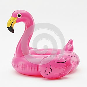 Pink Inflatable Flamingo Pool Float Isolated on a White Background swimming
