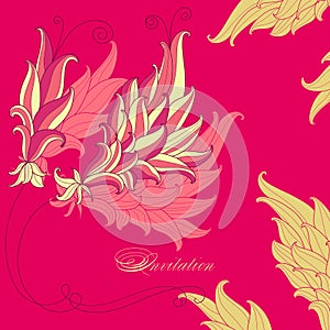 Bright pink invitation in oriental styl