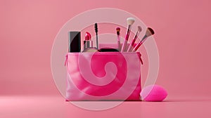 The bright pink makeup bag.AI generated image