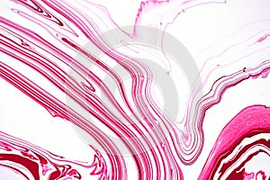 Bright pink marbling raster background. Liquid colorful waves minimalistic trendy illustration. Rose red and white