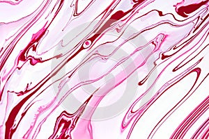 Bright pink marbling raster background. Liquid colorful waves minimalistic trendy illustration. Rose red and white