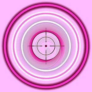 Bright pink neon circles shooting gun target background