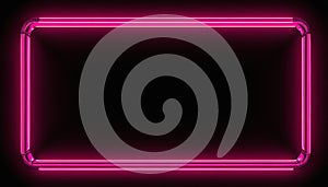 Bright pink neon rectangular border with rounded corners on black background