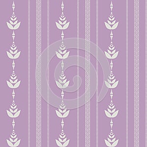 Bright pink vintage striped victorian style retro seamless wallpaper with ornaments