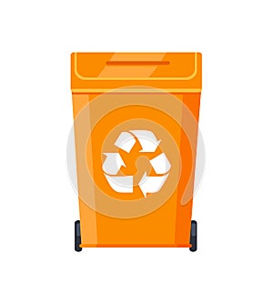 Bright Plastic Rubbish Bin with Recycling Sign