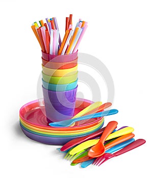 Bright plastic tableware