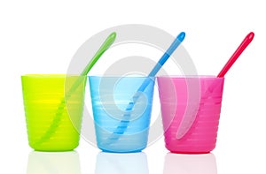 Bright plastic tableware,