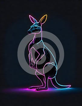 Bright and Playful Portrayal of a Kangaroo, Generative a? photo