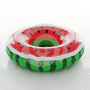 Summertime fun watermelon slice inflatable pool float ring isolated on white background