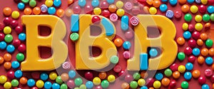 Colorful Candy Letters Spelling 'BBB' photo