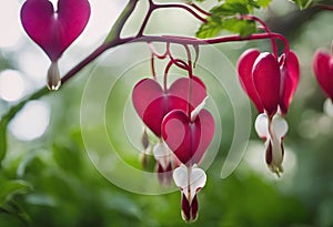 bright puffy dangling flowers heart shaped heart ' summer white early red flowering Bleeding tip