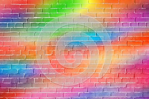 Bright rainbow colored brick wall