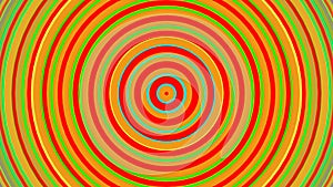 Bright rainbow concentric circles. Seamless loop smooth 3D animation. Abstract background