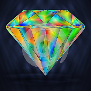 Bright Rainbow Gemstone. Iridescent Crystal Icon.
