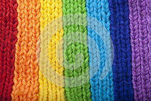 Bright rainbow knitted scarf