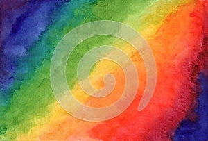 Bright rainbow watercolor abstract background