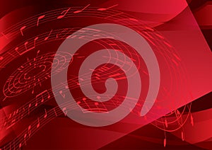 Bright red vector background with music notes