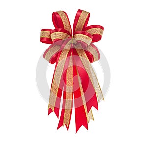 Bright red bow isolated on white