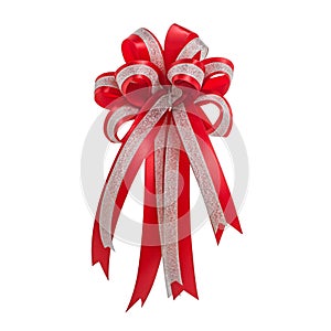 Bright red bow isolated on white