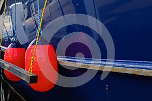Bright Red Buoys on Boat