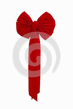 Bright Red Christmas Ribbon Isolated Against White
