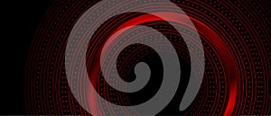 Bright red circular lines tech abstract futuristic background