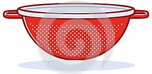 Bright Red Colander with White Dots and Handles