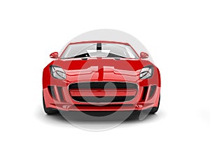 Bright red fast luxury sports car - front view shot