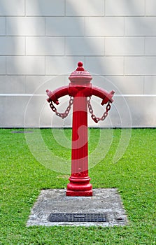 Bright red fire hydrant