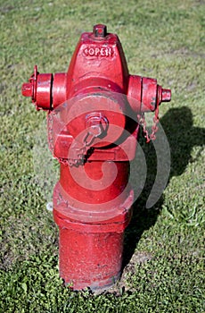 Bright red fire hydrant