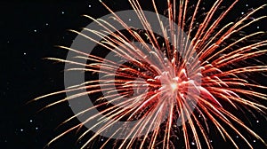 Bright red fireworks exploding in the night sky