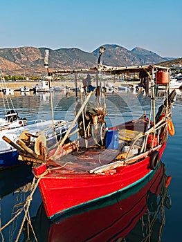 Bright Red Greek Fishing Boat, Greece