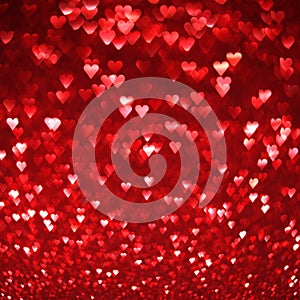 Bright red hearts abstract background