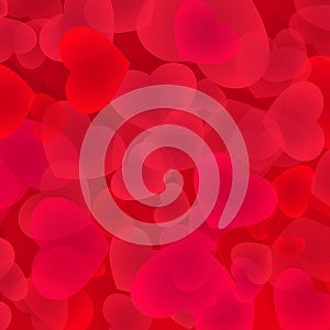 Bright red hearts background.
