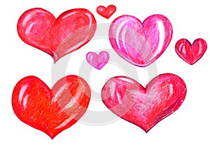 Bright Red Hearts. Wedding, Valentine's Day And Mother's Day Concept.